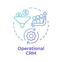 Operacional crm azul degradado concepto icono. cliente relación gestión. negocio gerente. redondo forma línea ilustración. resumen idea. gráfico diseño. fácil a utilizar en infografía, presentación vector