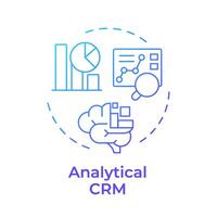 analítico crm azul degradado concepto icono. datos minería, profético analítica. cliente comportamiento. redondo forma línea ilustración. resumen idea. gráfico diseño. fácil a utilizar en infografía, presentación vector