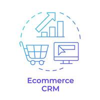 Ecommerce CRM blue gradient concept icon. Software tool, sales forecasting. Business statistics. Round shape line illustration. Abstract idea. Graphic design. Easy to use in infographic, presentation vector