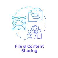 Files and content sharing blue gradient concept icon. Business management software. Round shape line illustration. Abstract idea. Graphic design. Easy to use in infographic, presentation vector
