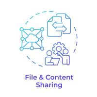 Files and content sharing blue gradient concept icon. Business management software. Round shape line illustration. Abstract idea. Graphic design. Easy to use in infographic, presentation vector