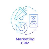 márketing crm azul degradado concepto icono. cliente servicio, ventas automatización. flujo de trabajo línea de corriente. redondo forma línea ilustración. resumen idea. gráfico diseño. fácil a utilizar en infografía vector