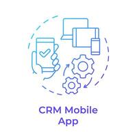 CRM mobile app blue gradient concept icon. Business manage, communication processes. Round shape line illustration. Abstract idea. Graphic design. Easy to use in infographic, presentation vector