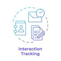 Interaction tracking blue gradient concept icon. User activity, email management. Round shape line illustration. Abstract idea. Graphic design. Easy to use in infographic, presentation vector