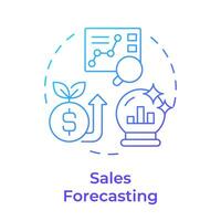 Sales forecasting blue gradient concept icon. Business statistics, future revenue. Data analysis. Round shape line illustration. Abstract idea. Graphic design. Easy to use in infographic, presentation vector