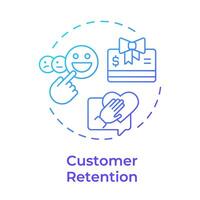Customer retention blue gradient concept icon. Client service, sales strategies. Round shape line illustration. Abstract idea. Graphic design. Easy to use in infographic, presentation vector