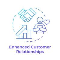 Enhanced customer relationships blue gradient concept icon. Communication processes, sales management. Round shape line illustration. Abstract idea. Graphic design. Easy to use in infographic vector