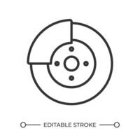 Disc brake linear icon. Auto repair service. Brake replacement. Automotive part. Vehicle maintenance. Thin line illustration. Contour symbol. outline drawing. Editable stroke vector