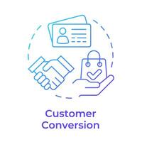 Customer conversion blue gradient concept icon. CRM features, business intelligence. Round shape line illustration. Abstract idea. Graphic design. Easy to use in infographic, presentation vector