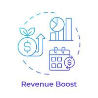 Revenue boost blue gradient concept icon. Business profitability, ecommerce. Performance metrics. Round shape line illustration. Abstract idea. Graphic design. Easy to use in infographic, presentation vector