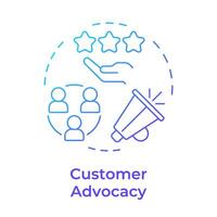 Customer advocacy blue gradient concept icon. Client satisfaction, user experience. Round shape line illustration. Abstract idea. Graphic design. Easy to use in infographic, presentation vector
