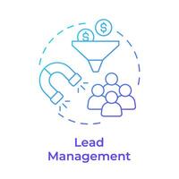 Lead management blue gradient concept icon. Customer service, marketing funnel. Round shape line illustration. Abstract idea. Graphic design. Easy to use in infographic, presentation vector