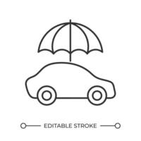 Car insurance linear icon. Transport and driver protection. Auto coverage and protection. Accident coverage. Thin line illustration. Contour symbol. outline drawing. Editable stroke vector