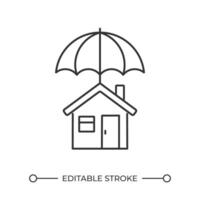 Home coverage linear icon. Property protection. Real estate safety. House loss prevention. Property coverage. Thin line illustration. Contour symbol. outline drawing. Editable stroke vector