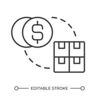 Goods and services linear icon. Business process. Selling and buying. Supply and demand. Retail industry. Thin line illustration. Contour symbol. outline drawing. Editable stroke vector