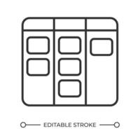 Kanban flowchart linear icon. Board with notes icon. Workflow management. Work in progress. Schedule system. Thin line illustration. Contour symbol. outline drawing. Editable stroke vector