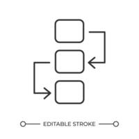 Flowchart linear icon. Work process. Step by step organization. Project management tool. Process diagram. Thin line illustration. Contour symbol. outline drawing. Editable stroke vector