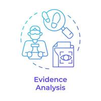 Evidence analysis blue gradient concept icon. Forensic expertise, legal proceeding. Round shape line illustration. Abstract idea. Graphic design. Easy to use in infographic, presentation vector