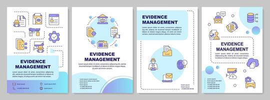 Evidence control blue gradient brochure template. Leaflet design with linear icons. Editable 4 layouts for presentation, annual reports vector