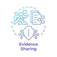 Evidence sharing blue gradient concept icon. Cloud storage, access control. Data transfer. Round shape line illustration. Abstract idea. Graphic design. Easy to use in infographic, presentation vector