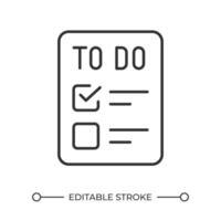 To do list linear icon. Task management. Efficient planning. Project management. Organizational tool. Thin line illustration. Contour symbol. outline drawing. Editable stroke vector