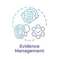 Evidence management blue gradient concept icon. Cyber forensics, digital investigation. Round shape line illustration. Abstract idea. Graphic design. Easy to use in infographic, presentation vector