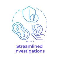 Streamlined investigations blue gradient concept icon. Evidence management. Secure file sharing. Round shape line illustration. Abstract idea. Graphic design. Easy to use in infographic, presentation vector