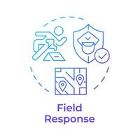 campo respuesta azul degradado concepto icono. ley aplicación, público seguridad. crimen mapa. redondo forma línea ilustración. resumen idea. gráfico diseño. fácil a utilizar en infografía, presentación vector