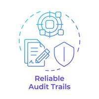 Reliable audit trials blue gradient concept icon. Forensic analysis, digital evidence. Round shape line illustration. Abstract idea. Graphic design. Easy to use in infographic, presentation vector