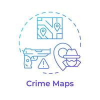 Crime maps blue gradient concept icon. Public safety. Regulation enforcement, online tool. Round shape line illustration. Abstract idea. Graphic design. Easy to use in infographic, presentation vector