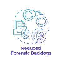 Reduced forensic backlogs blue gradient concept icon. Evidence management, data analysis. Round shape line illustration. Abstract idea. Graphic design. Easy to use in infographic, presentation vector