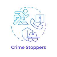 Crime stoppers blue gradient concept icon. Public safety organization. Incident prevention. Round shape line illustration. Abstract idea. Graphic design. Easy to use in infographic, presentation vector