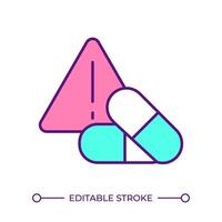 Medication administration RGB color icon. Pharmaceutical products management. Quality control, supplements safety. Isolated illustration. Simple filled line drawing. Editable stroke vector