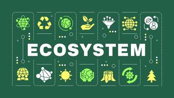 Ecosystem green word concept. Biodiversity agriculture, ecofriendly. Nature preservation. Visual communication. Artwith lettering text, editable glyph icons vector