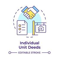 Individual unit deeds multi color concept icon. Property ownership, regulation compliance. Round shape line illustration. Abstract idea. Graphic design. Easy to use in infographic, presentation vector