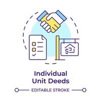 Individual unit deeds multi color concept icon. Property ownership, regulation compliance. Round shape line illustration. Abstract idea. Graphic design. Easy to use in infographic, presentation vector