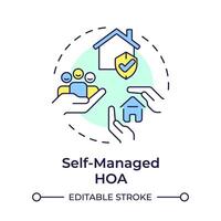 Self-managed HOA multi color concept icon. Property management, administrative services. Round shape line illustration. Abstract idea. Graphic design. Easy to use in infographic, presentation vector