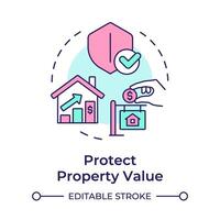 Protect property value multi color concept icon. Housing association, real estate. Round shape line illustration. Abstract idea. Graphic design. Easy to use in infographic, presentation vector