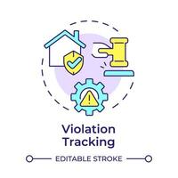 Violation tracking multi color concept icon. Public safety, property security. Round shape line illustration. Abstract idea. Graphic design. Easy to use in infographic, presentation vector