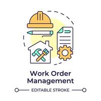 Work order management multi color concept icon. Operational efficiency, prioritization. Round shape line illustration. Abstract idea. Graphic design. Easy to use in infographic, presentation vector