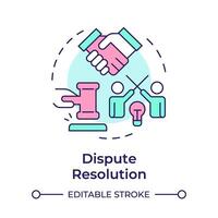 Dispute resolution multi color concept icon. Conflict management, meeting presentation. Round shape line illustration. Abstract idea. Graphic design. Easy to use in infographic, presentation vector