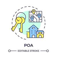 POA multi color concept icon. Management services, estate planning. Neighborhood administration. Round shape line illustration. Abstract idea. Graphic design. Easy to use in infographic, presentation vector