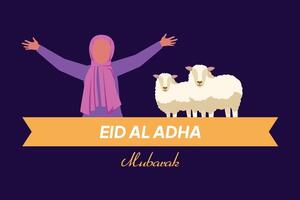Happy Eid Adha concept. Colored flat illustration isolated. vector