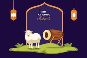 Happy Eid Adha concept. Colored flat illustration isolated. vector