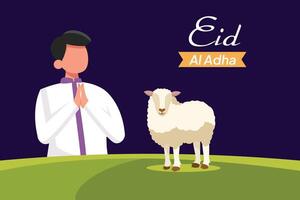 Happy Eid Adha concept. Colored flat illustration isolated. vector