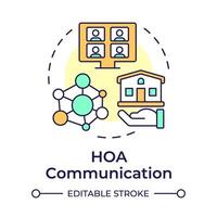 HOA communication multi color concept icon. Property management, association networking. Round shape line illustration. Abstract idea. Graphic design. Easy to use in infographic, presentation vector
