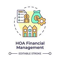 HOA financial management multi color concept icon. Administrative support, service. Round shape line illustration. Abstract idea. Graphic design. Easy to use in infographic, presentation vector