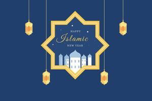 Happy Islamic new Year concept. Colored flat illustration isolated. vector