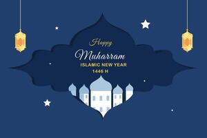 Happy Islamic new Year concept. Colored flat illustration isolated. vector