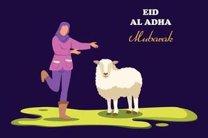 Happy Eid Adha concept. Colored flat illustration isolated. vector